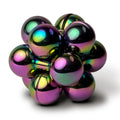 The iridescent Curio Atom Puzzle assembled on a white background