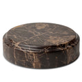 The Curio Plinth marble display stand in Dark Emperador on a white background
