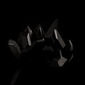 The black Curio Tetra Puzzle disassembled on a black background, flat lay